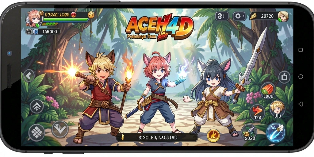 Tampilan grafik menawan dalam ACEH4D saat bertarung di dunia anime.