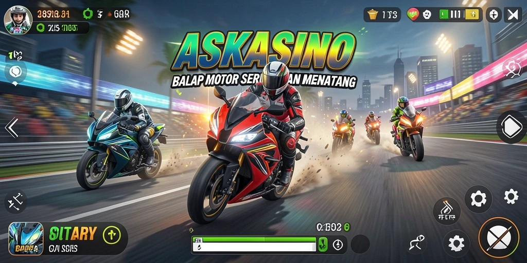 Gameplay seru dalam balapan motor yang mendebarkan.