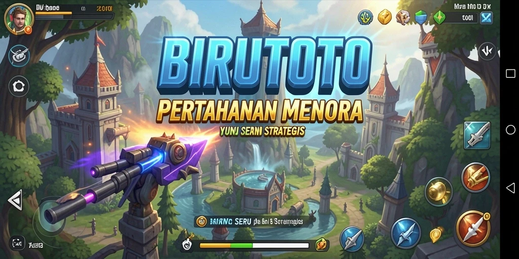 Tampilan gameplay mendebarkan dalam BIRUTOTO Tower Defense.