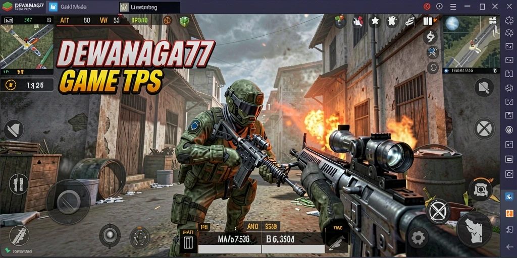 Tampilan gameplay seru dalam DEWANAGA77 dengan aksi tembak-menembak.