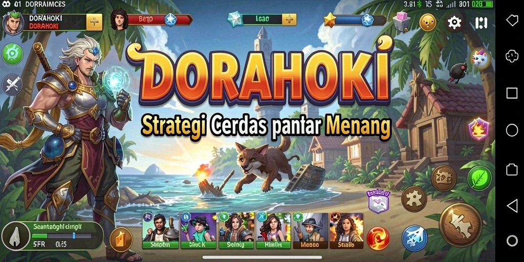 Tampilan gameplay seru di DORAHOKI dengan strategi mendebarkan.