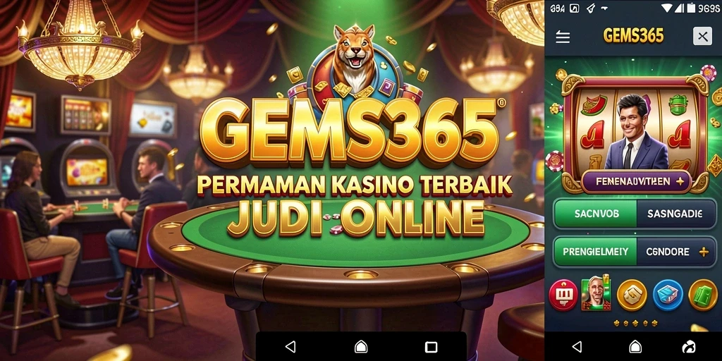 Tampilan menarik dari gameplay Kasino di GEMS365 dengan slot berkilauan.