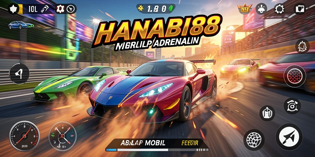 Tampilan seru dan menegangkan dari gameplay Racing HANABI88.