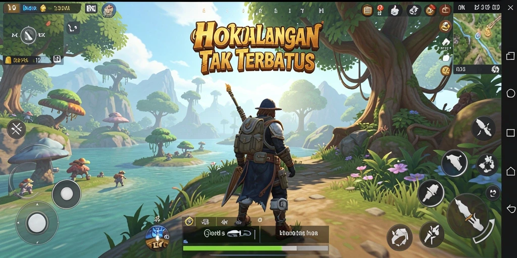 Screenshot HOKILUCK menampilkan pemain menjelajahi dunia yang luas dan indah.