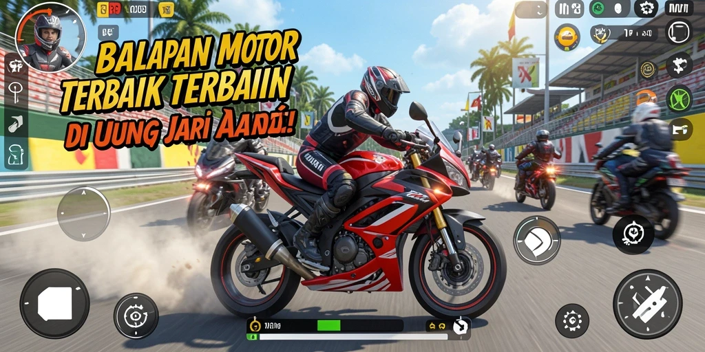 Screenshot RPYYY menunjukkan aksi balapan motor yang mendebarkan.