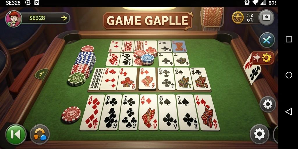 Tampilan gameplay seru SE328 dengan suasana Gaple yang menyenangkan.