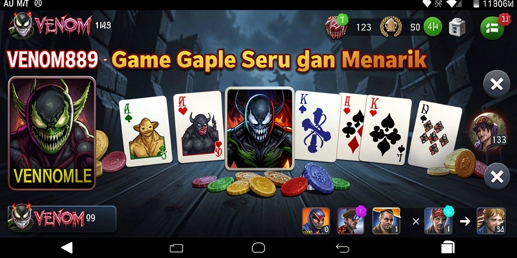 Tampilan gameplay seru dalam permainan Gaple VENOM889.
